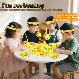 Bee Honey Collecting Focus Training Board Game Multi-functional Parent-Child Interactive Educational Toy For Kids Fun Bee Beading Magnetic Attraction Device