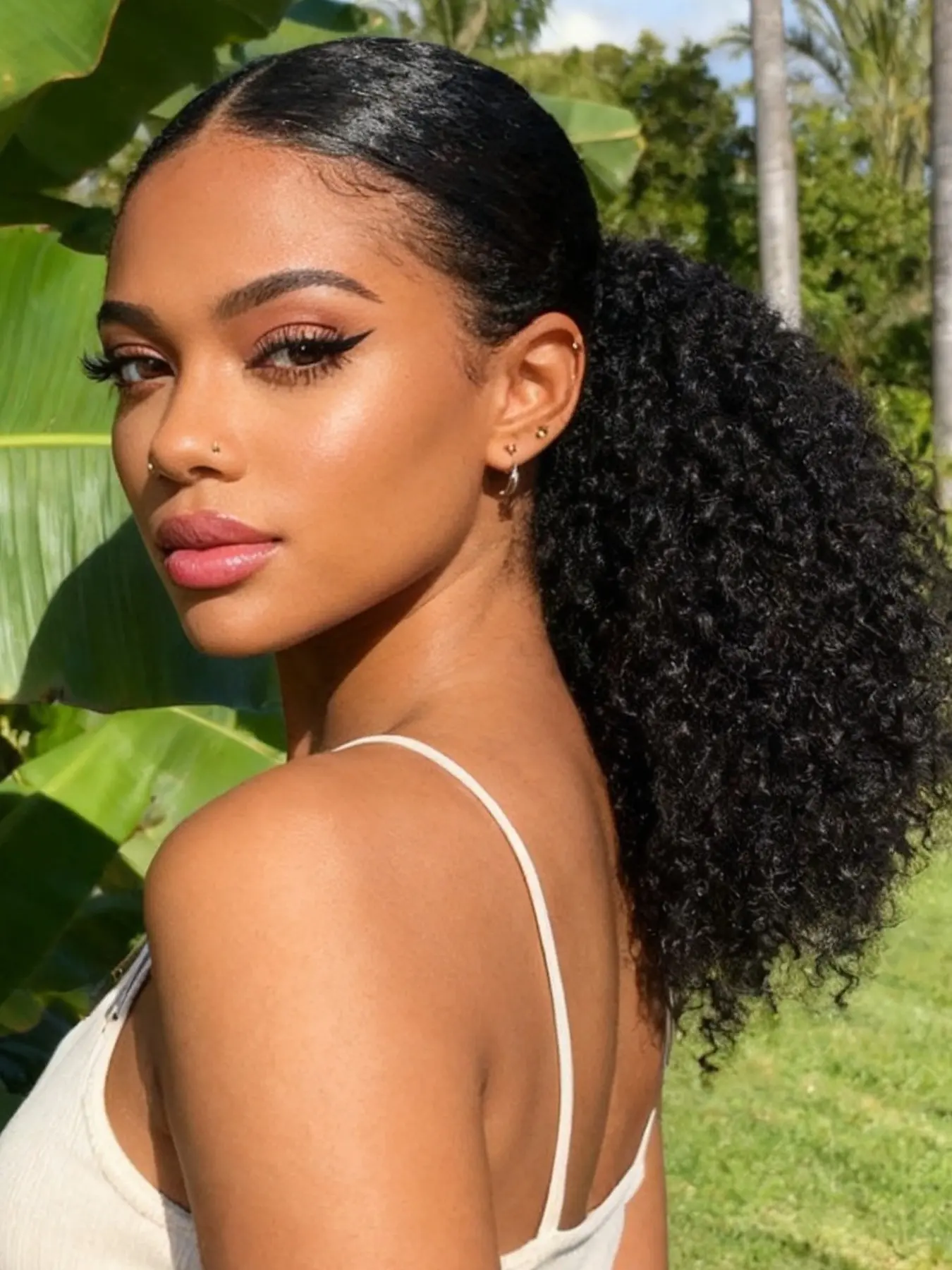 Curly Ponytail Extension 14 Inch Drawstring Ponytail for Women Short Fluffy Afro Kinky Curly Pony Tails Synthetic Ponytail Hairpieces Synthetic Hair Extensions