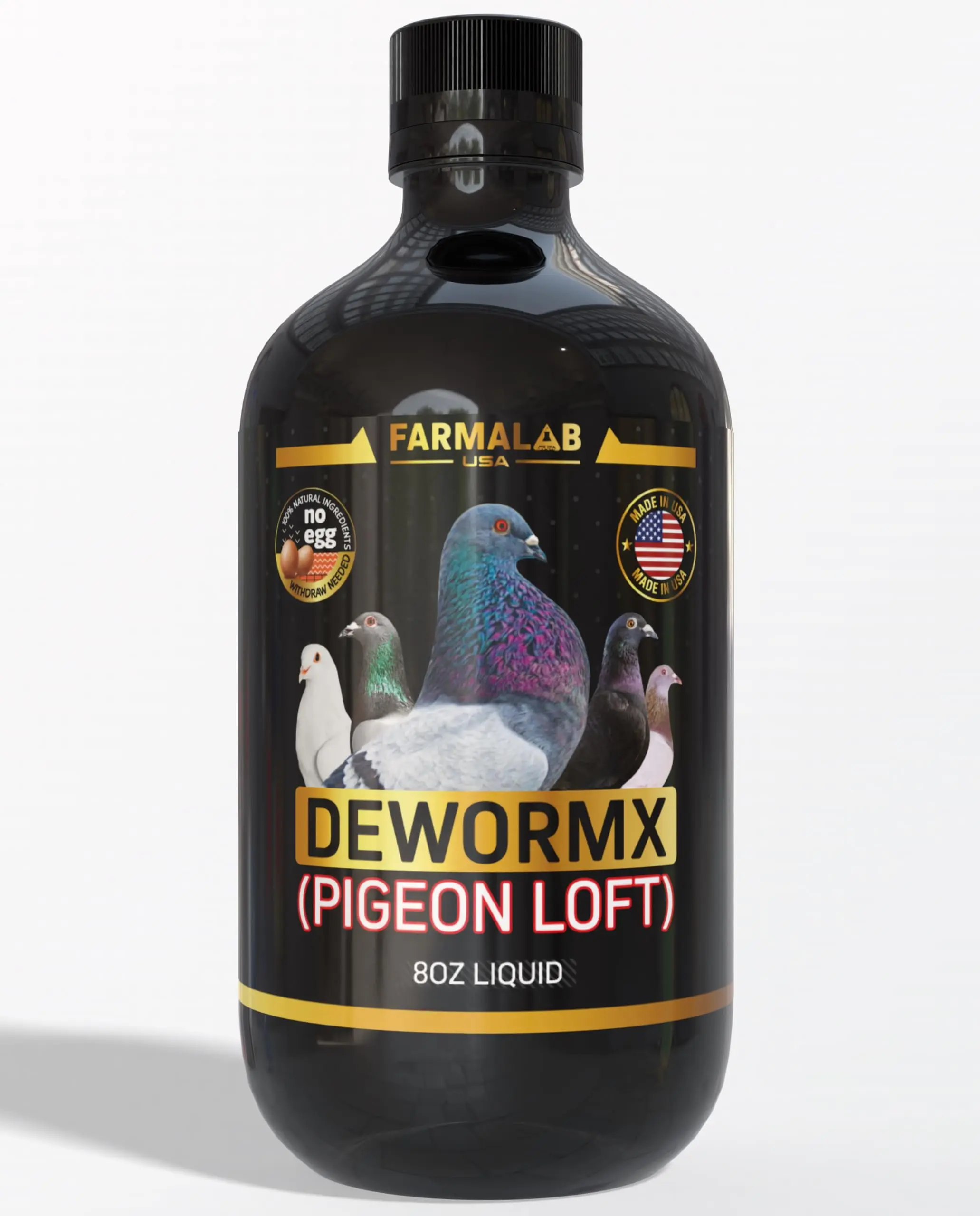 DEWORMX Bird Health Aid & Deworming Solution Tabs, with Pigeonvita Vitamins & La Lechita, for Doves, Hens, Roosters, Chickens & Caged Birds (8oz Loft Size)