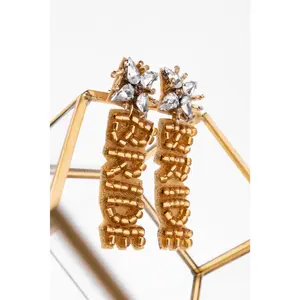 BRIDE Bead and Rhinestone Earrings