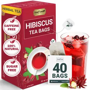 LeafLea Premium Natural Hibiscus Tea Bags, 100% Pure from Hibiscus Flowers, Caffeine-Free Herbal Tea, Hibiscus Flower Tea Rich in Natural Goodness and Flavor, No Sugar, Gluten-Free, Vegan