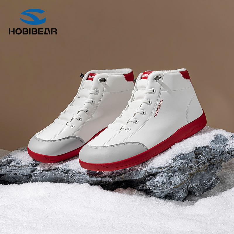 HOBIBEAR Spring/Autumn Wide Fit Synthetic Leather Mid-Top Sneakers with Plush Lining - Women's Flat Shoes