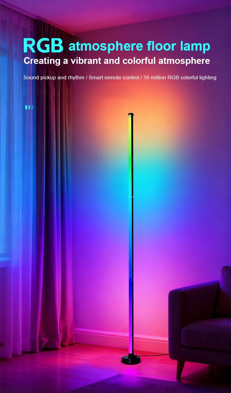 RGBIC Floor Lamp Basic, LED Corner Lamp Works with Alexa, 1000 Lumen Smart Modern Floor Lamp with Music Sync and 16 Million DIY Colors, Color Changing Standing Lamp for Bedroom Living Room Black