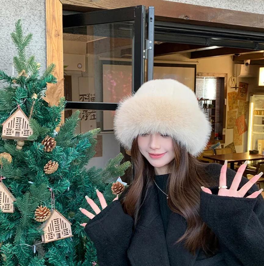 Women Winter Furry Hat, Warm Headwear, Solid Color Cute & Versatile, Thicker Design, Elegant Beanie, Thermal, Ski