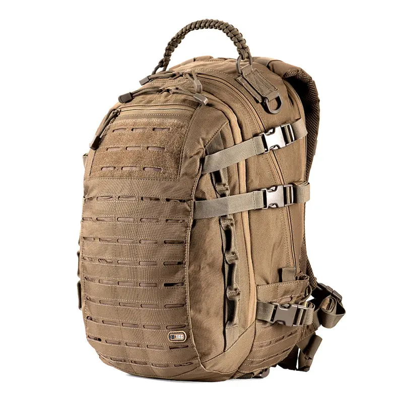 Tactical Backpack 25L Coyote MOLLE Laser Cut Military Assault Pack Hiking EDC Airsoft