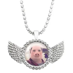John Pork is Calling Answer Call Phone Humor Funny Pig Lover Graphic The moon Necklace Angel Wings Pendant Necklace Jewelry Gift