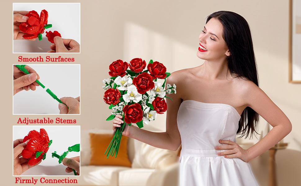 MAYICIVO 1769PCS Sunflower Bouquet Building Blocks with Vase, Creative Flower Set for Women & Men,Christmas, Anniversary, Birthday, or Home Decor Gift