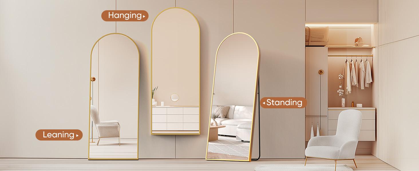 Full Length Mirror, Floor Standing Mirror with Stand, Wall Aluminum Alloy Thin Frame Hanging or Leaning for Living Room Bedroom Cloakroom decorating Full Length Mirror, Floor Standing Mirror with Stand, Wall Aluminum Alloy Thin Frame Hanging or Leaning for Living Room Bedroom Cloakroom decorating