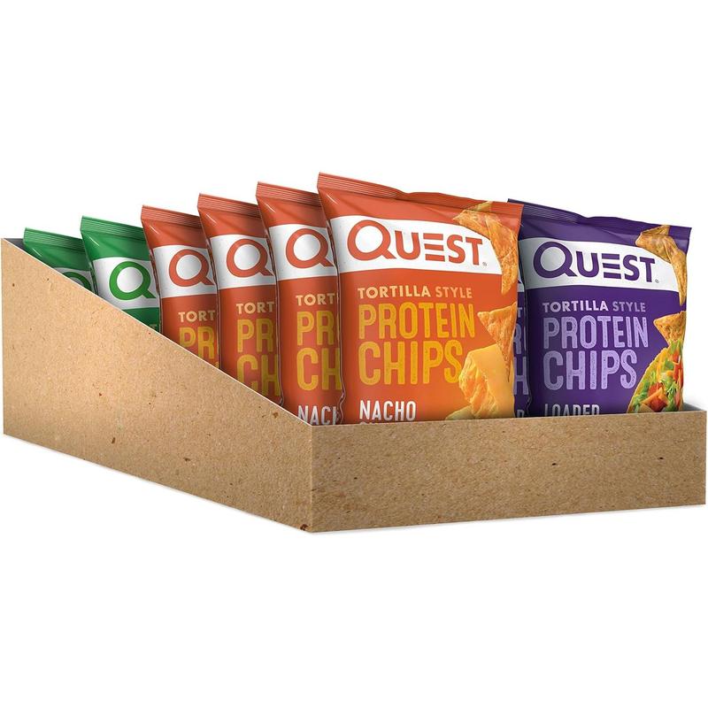 Quest Nutrition Tortilla Style Protein Chips Variety Pack, Chili Lime, Nacho Cheese, Loaded Taco, Low Carb, High Protein, Gluten Free, 1.1 oz (Pack of 12) Snack