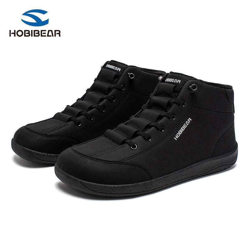 HOBIBEAR Winter Fleece Lined Wide Toe Shoes Spring Autumn Men's Sports Shoes Mid Top Flat Women's Skate Shoes