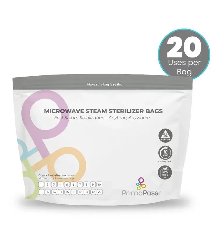 Primo Passi - Microwave Steam Sterilizer Bags – 10 Pack Reusable BPA-Free for Baby Bottles & Pump Parts