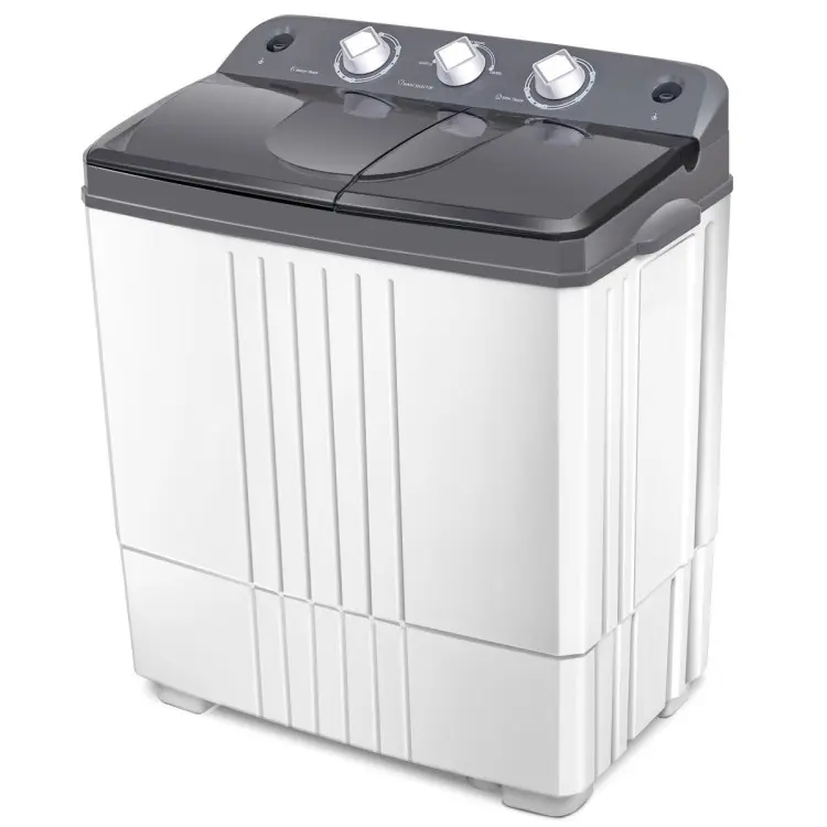 COSTWAY Portable Washing Machine, 20Lbs  (12Lbs Washing and 8Lbs Spinning) Twin Tub Washing Machine w/Drain Pump, Semi Automatic Compact Washer & Sipnner, Portable Washer Dryer Combo for Apartments Dorms RV Camping