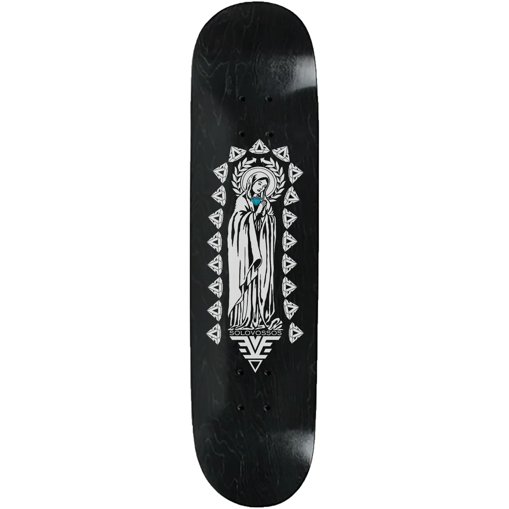 Solovossos sVs Diamond Virgen Prayer Skateboard Deck - Canadian Maple, Medium Concave, Made in US, Prayer Deck for Skateboarding Enthusiasts