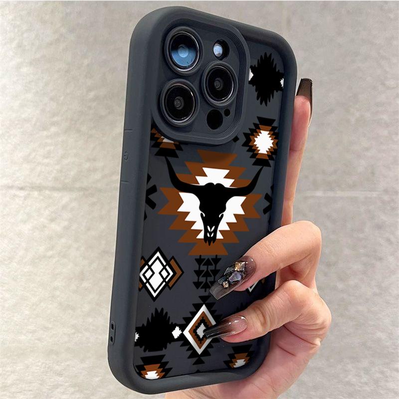 Western style long horn design Phone case for iPhone Samsung Galaxy cases 16Pro Max 16 14 13 12 11 XR XS Plus E S25 S24 S22 S23  Advanced fashion gift Full Body Protection Shockproof TPU Soft Silicone Cover