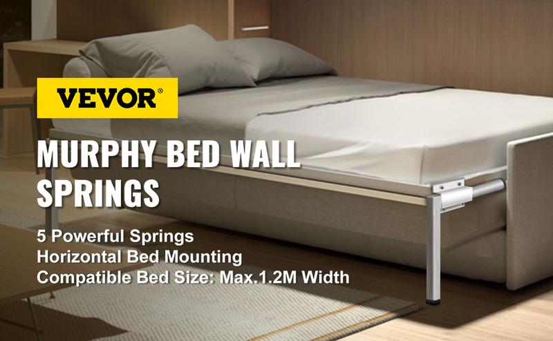 VEVOR Murphy Mounting Wall Springs Mechanism Heavy Duty Support Hardware DIY Kit for Queen Twin Size Bed (Horizontal),  White