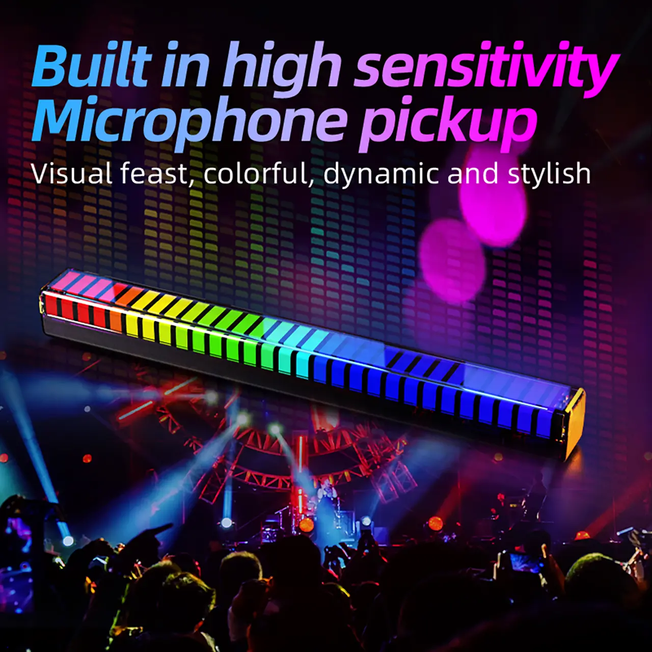 Newly Upgraded 3D RGB Sound-Activated Light: Dual Car Charger, Colorful Rhythm Lighting & Ambient Glow.