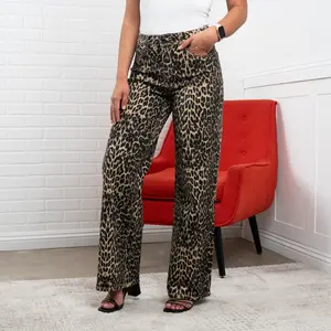 High-Rise Leopard Print Jeans – Crystal-Embellished Women’s Statement Denim