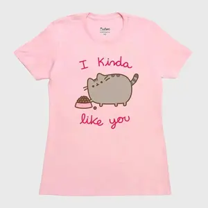 [Sale up to 30%] + [FREE SHIP] Pusheen The Cat So Lazy Can't Move Cute Adult T-Shirt, Unisex T-Shirt Cotton,I Kinda Like You Tee