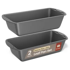 Set of 2 Luxury Non-Stick Carbon Steel Bread Pans for Perfect Bread and Cakes, Dishwasher Safe, Premium Pans for Home Baking