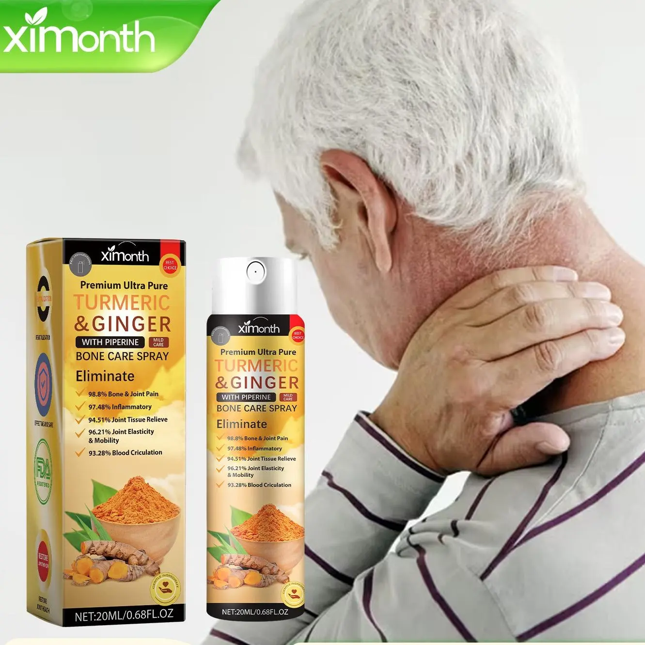 Ximonth Turmeric Joint Care Spray – Body Massage & Nourishing Care for Joints, Topical External Use