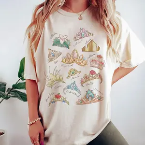 Princess Crown Shirt, Vintage Tiara Collection Aesthetic Tee, Enchanted Tiara Design Shirt, Dreamy Fairytale Vacation Outfit