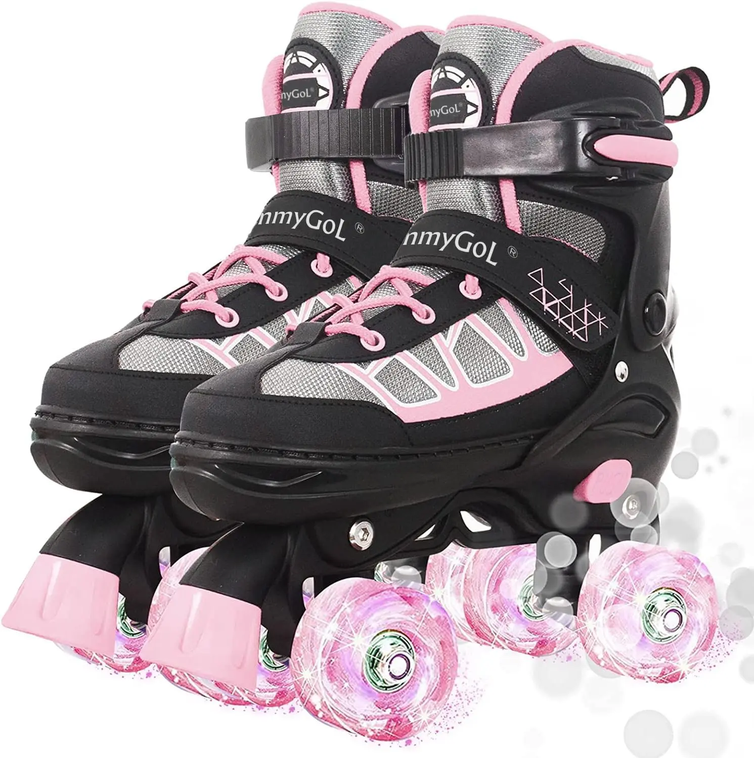 Nattork Kids Roller Skates for Boys Girls, 4 Sizes Adjustable Quad Skates with Light Up Wheels, Beginner Skates Indoor Outdoor Sports Gift