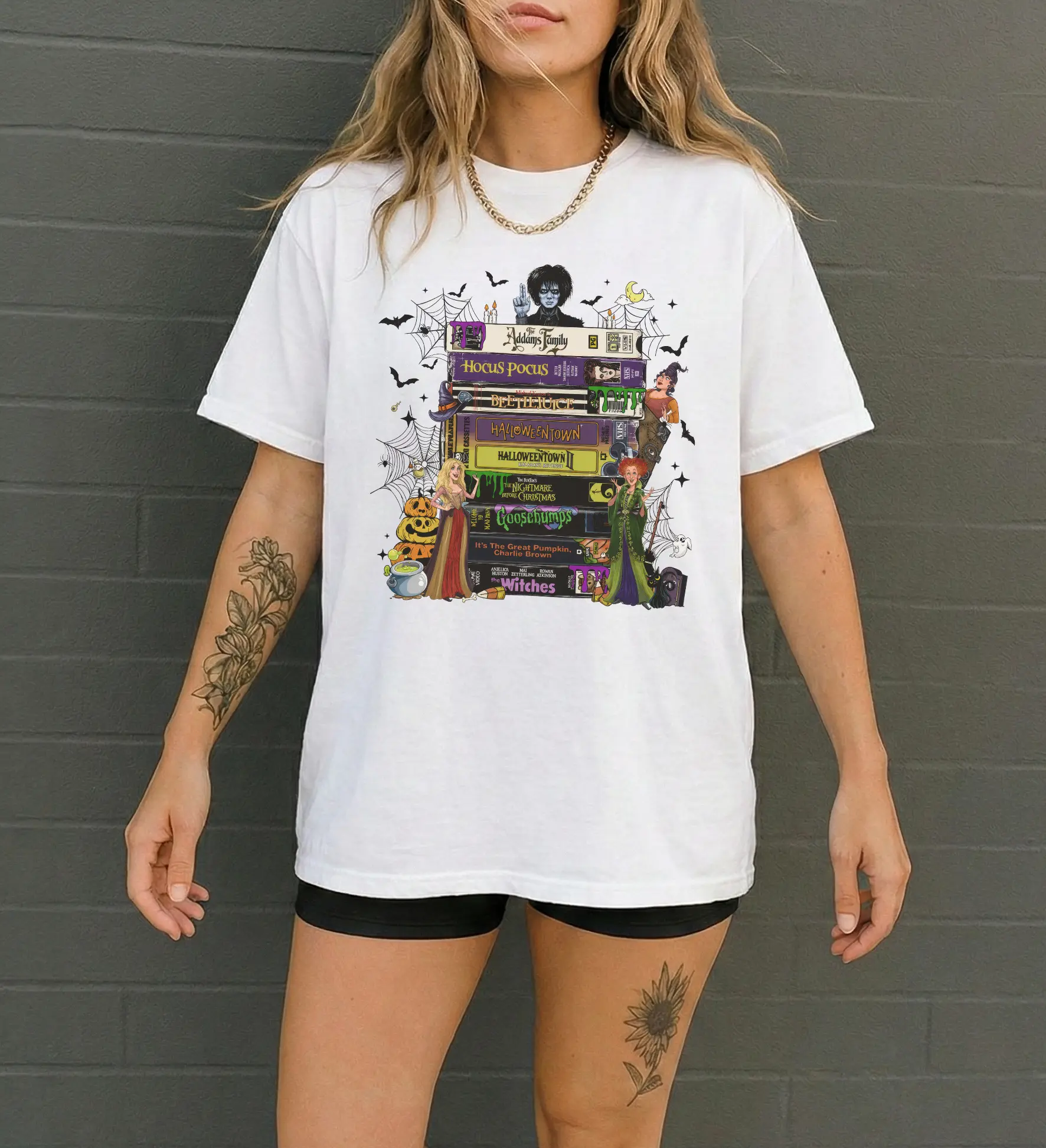 Vintage Halloween VHS Stack Shirt, Spooky Season Movie Lover Tee Gildan G5000, Hoodie, Sweatshirt