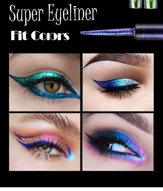 Fit Colors Chameleon Eyeliner Set 6 Color-Changing Liquid Liners Long-Lasting Waterproof Formula with Flexible Tip for Metallic Shimmer Makeup