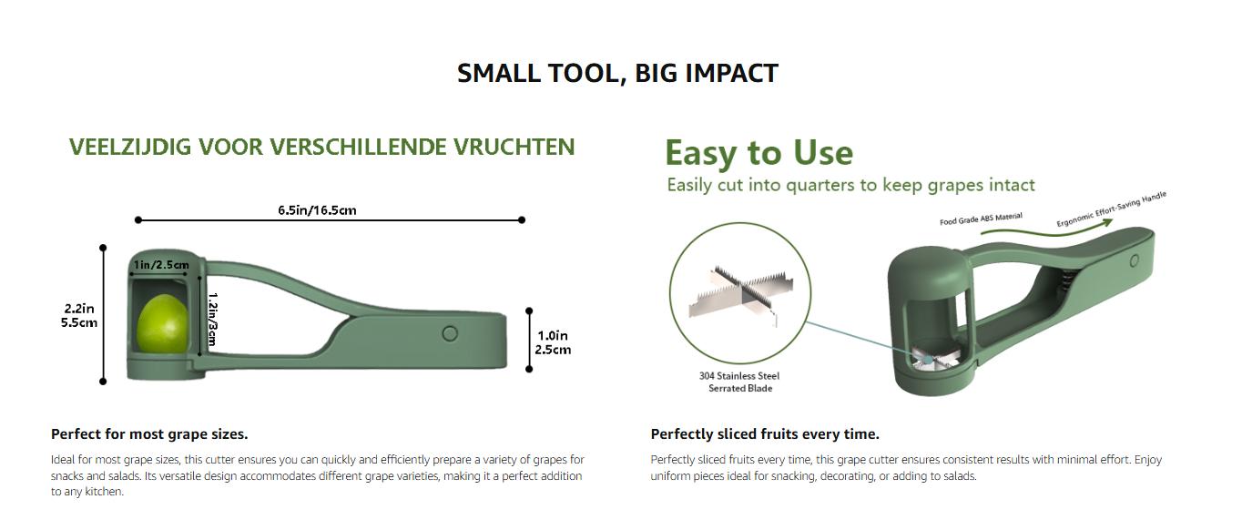 LUVAN Grape Cutter for Toddlers 1-3 - Stainless Steel Baby Fruit Slicer Safe & Easy Grape, Cherry Tomato, Strawberry, Blueberry Cutter - Lightweight Kitchen Gadget for Fruit Salad & Cake Decor