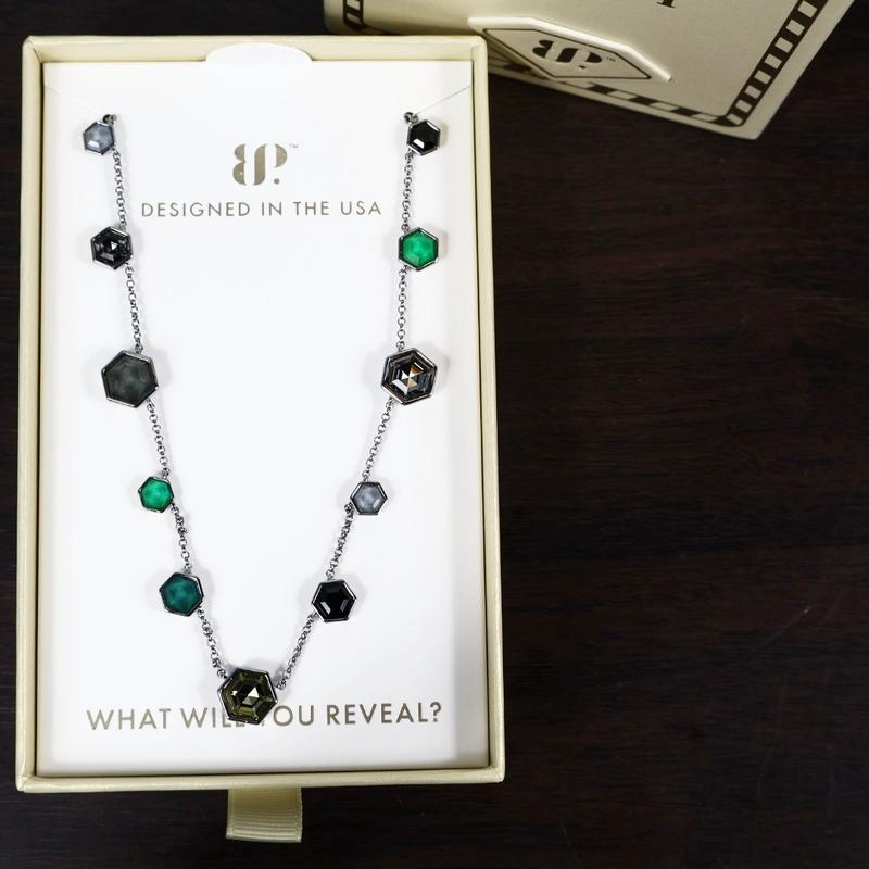 BP Jewel Candy Necklace - Moss And Marble Collection - Elegant with deep colored gemstones