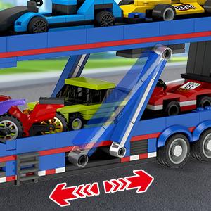 Epic City Transporter Truck Set – 7 Sports Cars, Adjustable Ramp, Tow Semi Truck with Carrier & Trailer, Exciting Pretend Play Toy for Kids 8+,1050pcs Rc Construction Vehicles
