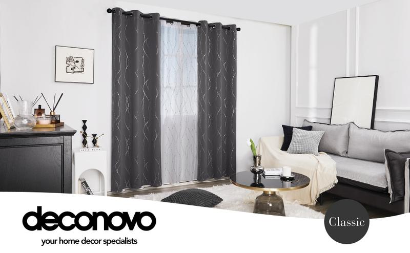 Blackout Curtains (2 Panels) Deconovo Grommet Dots Pattern for Bedroom and Living Room - Thermal Insulated Window Curtains lightblocking curtains