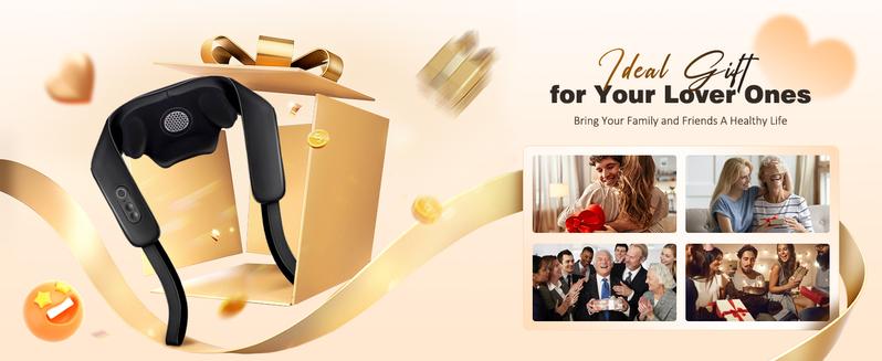 KNQZE KNB1 Cordless Neck and Shoulder Massager with Graphene Heating & 4D Shiatsu Kneading for Back Shoulder Leg Pain Relief Portable Massage Machine Gift for Dad Mom Friend