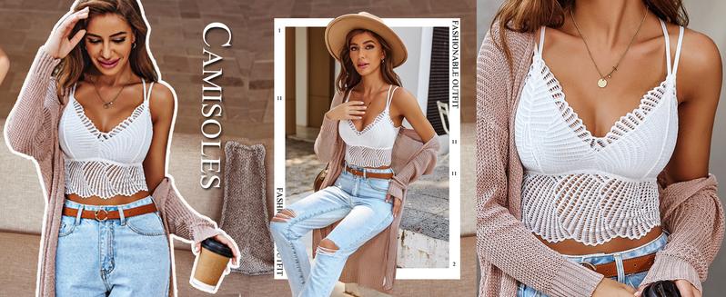 Dealsforyoudays - Avidlove Lace Bralette for Women V Neck Camisoles Racerback Adjustable Strap Crop Top