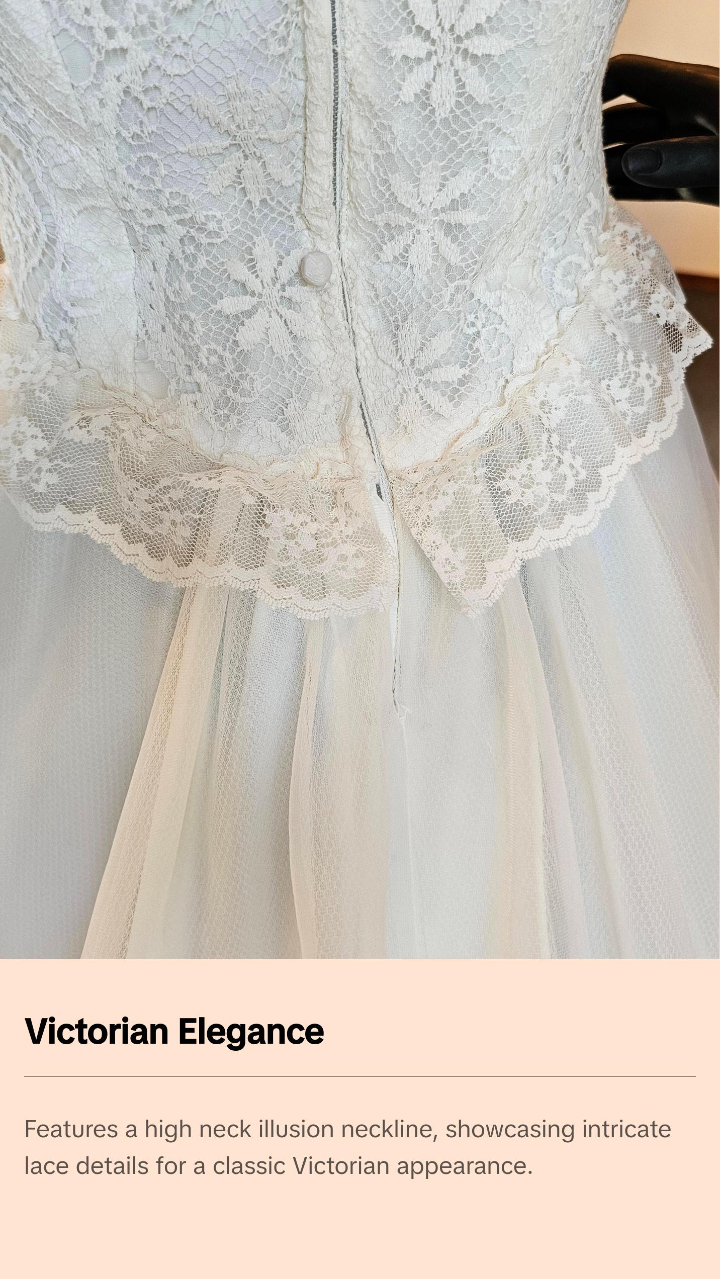 Vintage Ivory Victorian Wedding Gown/ Hat