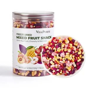 VitalForest Freeze Dried Mixed Fruit Snacks – Crunchy Natural Fruit Mix with Strawberry, Dragon Fruit, Mango, Peach, Apple & Purple Sweet Potato (4.23 oz / 120 g)