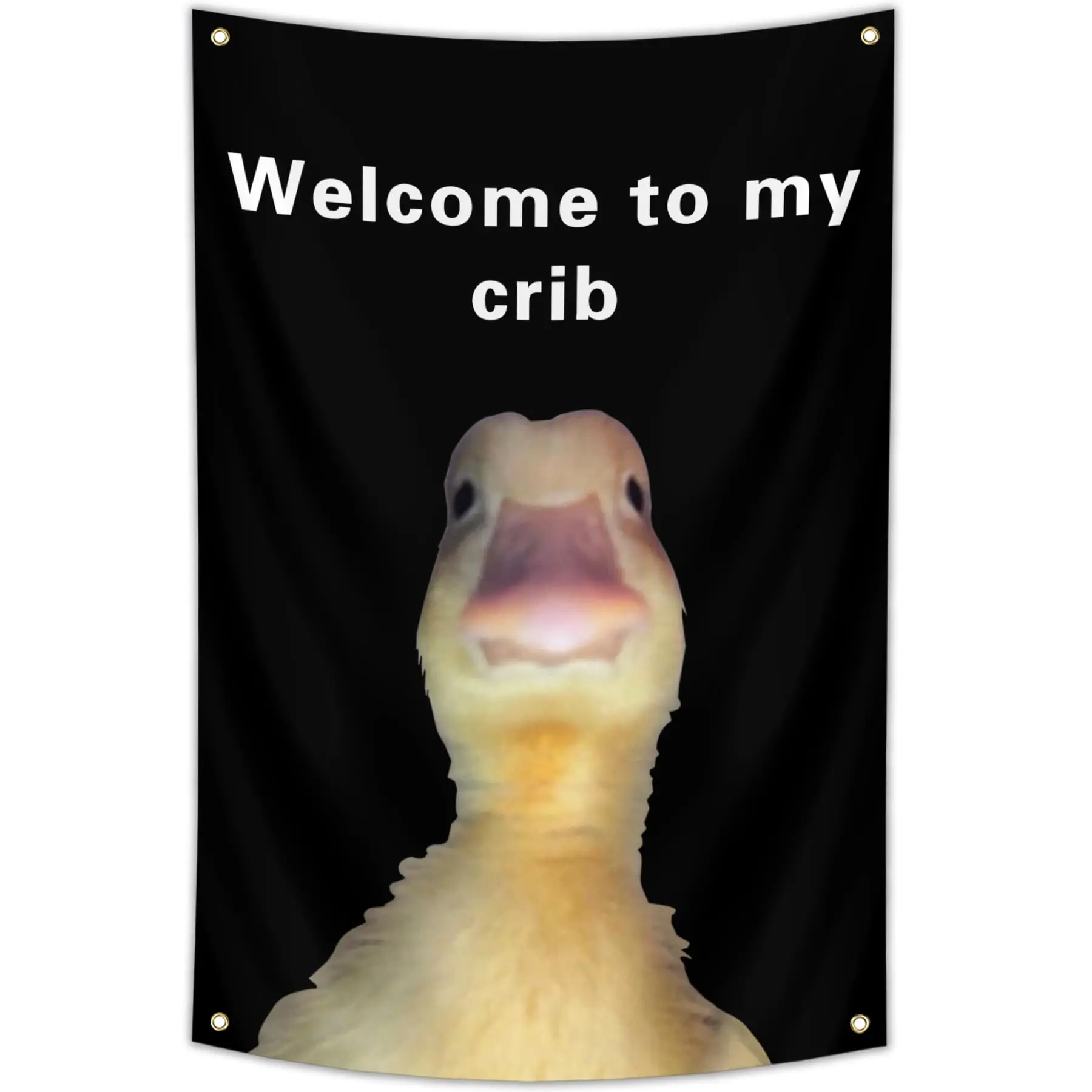 Lightweight Funny Welcome to My Crib Duck-1 Wall Flag (2x3Ft) with 4 Brass Grommets, Funny Decor for Home Party Garden Dorm Room Tapestry Home Decor Supplies