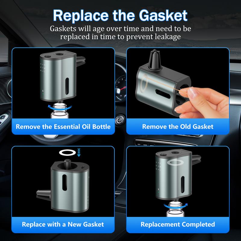 Smart Car Air Freshener with Three Adjustable Concentration Scent Levels, Portable Waterless Car Diffuser Air Freshener Car Aromatherapy Diffuser,  3*10ML Natural Perfume