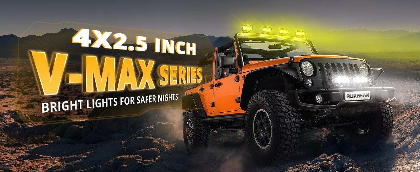 Auxbeam V-MAX Series LED Light Pod, 270° Side Shooter LED Offroad Lights with Amber DRL, 4 Inch Auxiliary Ditch Light for Truck ATV Jeep Ford