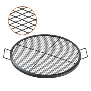 VEVOR X-Marks Fire Pit Grill Grate,  , Round Cooking Grate, Heavy Duty Steel Campfire BBQ Grill Grid with Handle and Support X Wire, Portable Camping Cookware for Outside Party & Gathering, 30 Inch