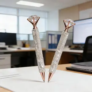 2pcs Of Luxurious Diamond Roundball Pens, School Season Gifts, Shiny Diamond Creative Gift Writing Pens, Universal Pen Cores, High-quality Materials, Suitable For Office Use