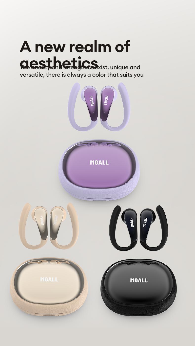 MGALL C09 Open-Ear Smart Wireless Headphones, Bluetooth 6.0, ENC Noise Reduction, Super Stereo Sound, Comfortable Open-Ear Design for Daily Use & Sports, Compatible with Android & iOS