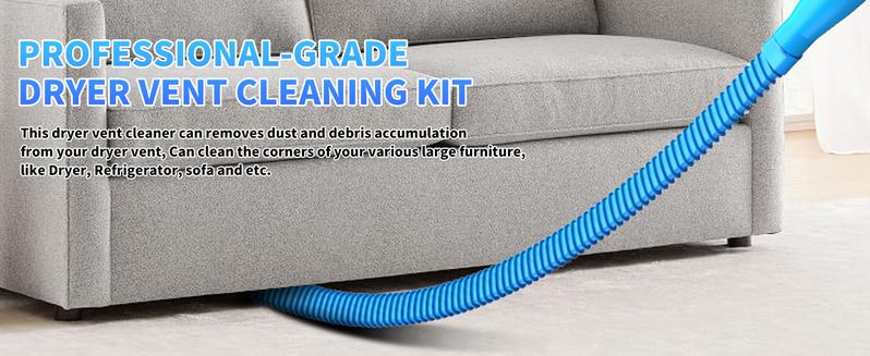 2 Pieces Dryer Vent Cleaner Kit Dryer Lint Vacuum Attachment, Dryer Vent Cleaning Lint Remover 1 Hoses + 1 Lint Brush Tools for Home Improvement Trap Cleaner Long Flexible