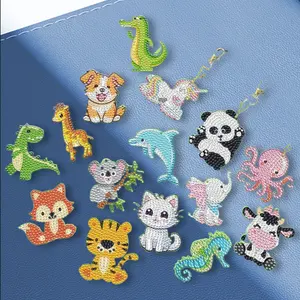 15pcs Animal Diamond Painting Keychain Set - 5D Double-Sided Full Round Diamond Beads with 15 Cute Pets (, Giraffe, Cow, Sheep, Dolphin,, Elephant, Koala, Panda,, Hippo, Crab, Octopus, Kangaroo) - DIY key chincraft cool cat bling titanium tiktokshopspring