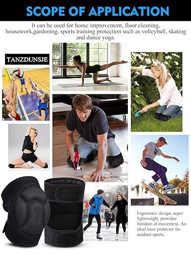 Ollas Adult Knee Pads for Gardening, Anti-Slip Collision Avoidance Kneepads with Thick EVA Foam, for House Cleaning, Construction Work, Volleyball, Football Dance Knee Sleeve, 1 Pair (Black)