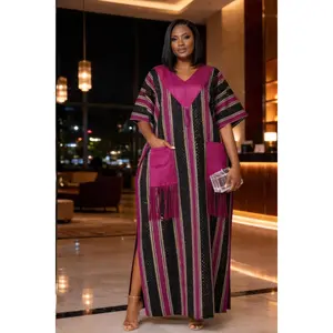 Ayola Luxe Aso-Oke Kaftan | Magenta