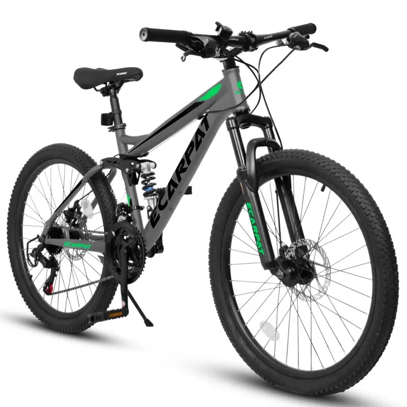 [Bellemave] Unisex Full Suspension Mountain Bike for Adults - 17in Frame, 24/27.5in Wheels (24x2.125/27.5x2.125), 21 Speeds, Dual Shockers, Mechanical Disc Brakes, 250lb Capacity, 49-54inch Rider Fit, Ideal for Adventure & Fitness, 17 Inch