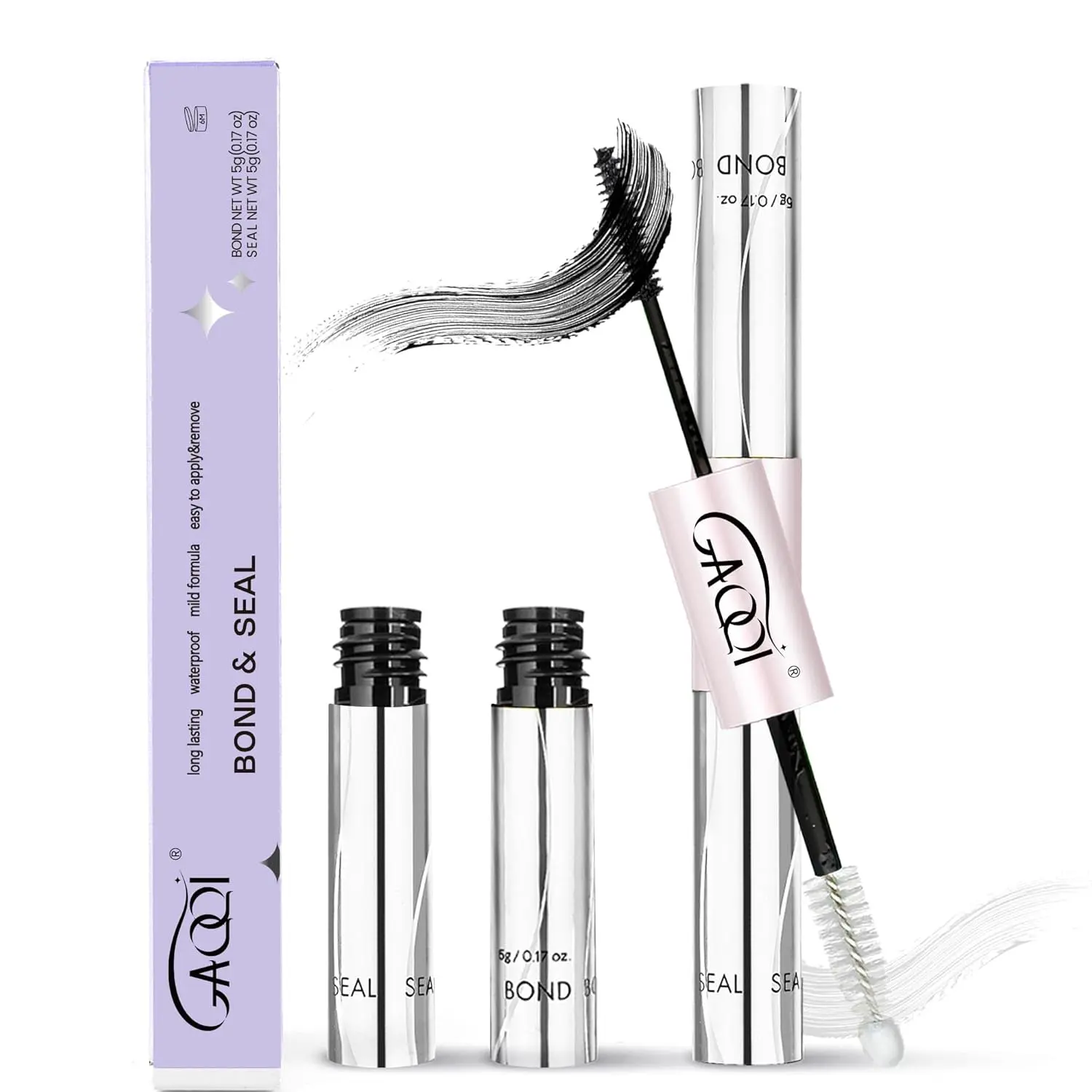 GAQQI Lash Cluster Glue, Waterproof Bond and Seal Lash Glue, Black - 10ml | Strong Hold, Latex-free & Formaldehyde-free, Waterproof, For Cluster/ Individual/ Strip Lashes, Easy to Use