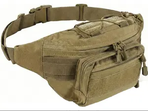 Tactical Fanny Pack - Adjustable Military Waist Bag For Men/Women with Velcro Patch Panel - Resistant EDC Pouch Bag for Outdoor, Hiking, Fishing & Tactical Use (4 Zippered Pockets)