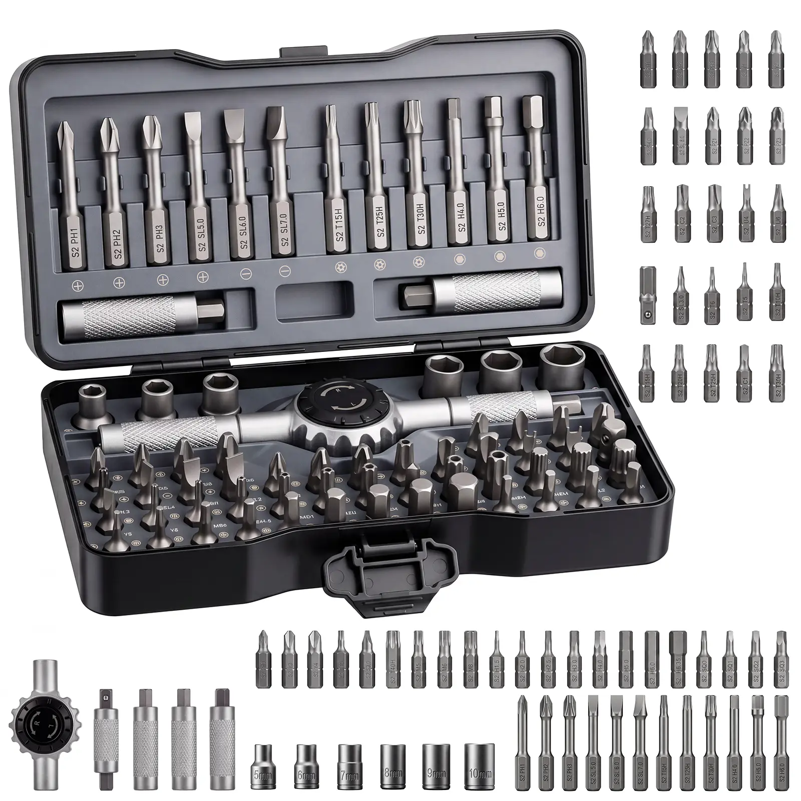 GrenPRO 69-Pcs Ratcheting Screwdriver Kit, Magnetic Switchable Portable Hand Tool for Home, Bicycle & Computer Repair, Premium Father's Day Gift, Computers